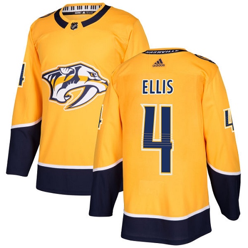 Adidas Predators #4 Ryan Ellis Yellow Home Authentic Stitched NHL Jersey